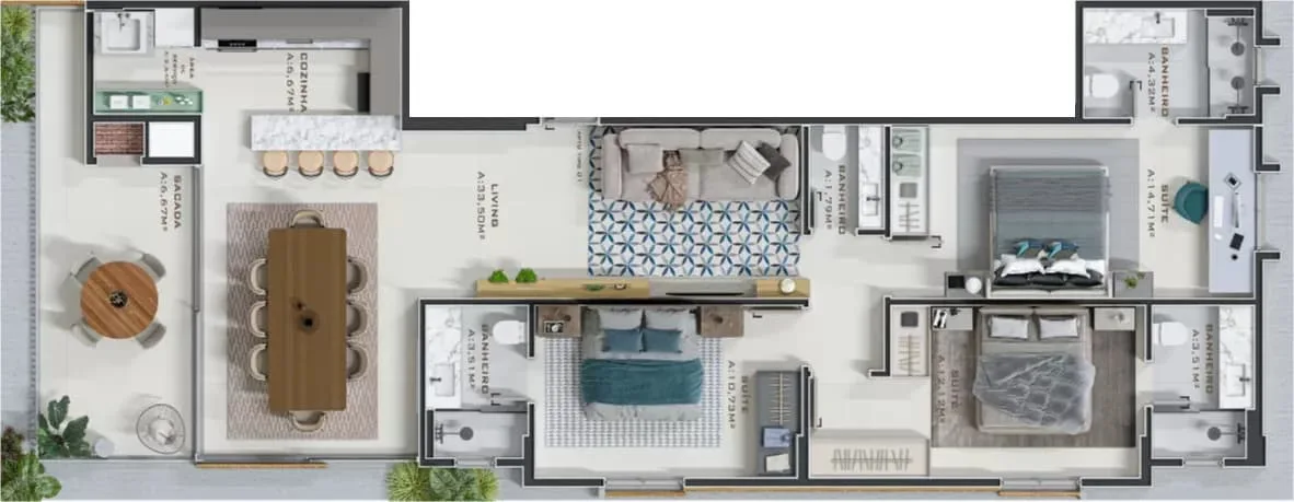 Apartamento de 117 m² do Residencial Belize