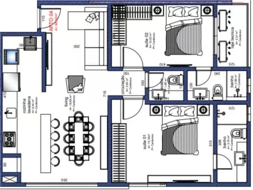 Planta do apartamento tipo 4 do Felicidade Fernandes