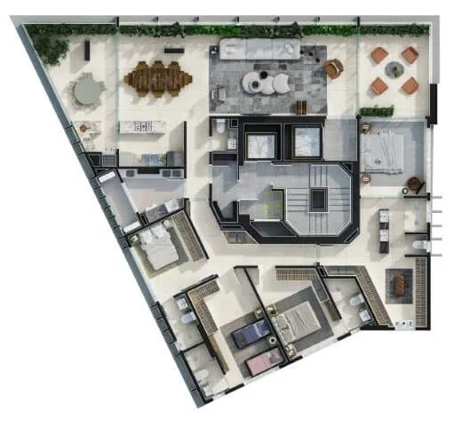Planta 01 - 4 dorm 206m²