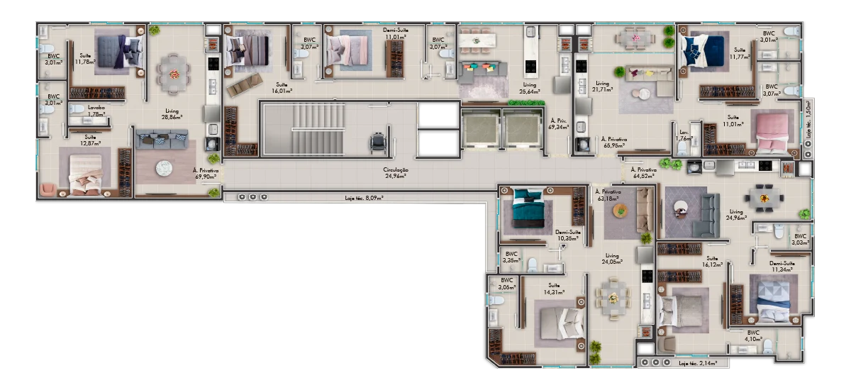 Planta Apartamentos tipo