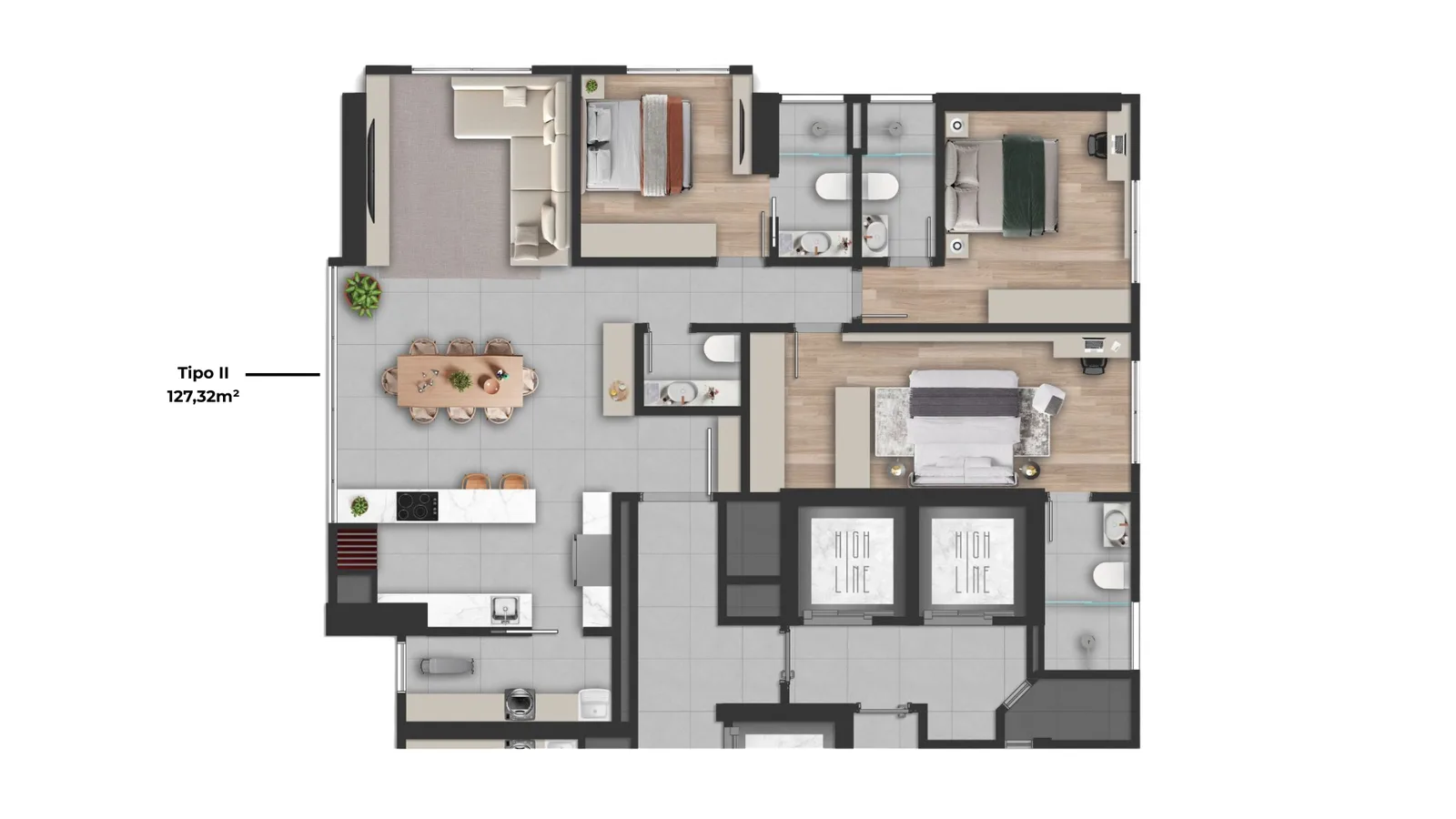 Tipo II - 127,32m²