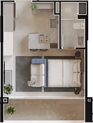 Studio Planta Tipo 05 - 35,5m²