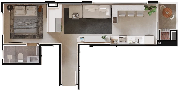 Studio Planta Tipo 06 - 48m²