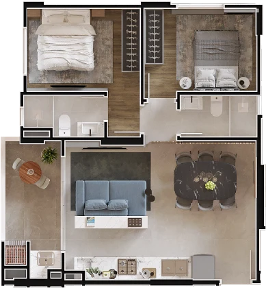 Apartamento Planta Tipo 03 - 70,5m²