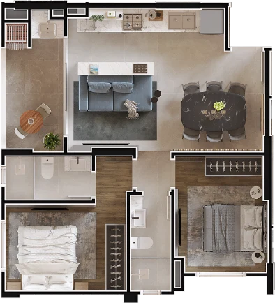 Apartamento Planta Tipo 04 - 70,5m²