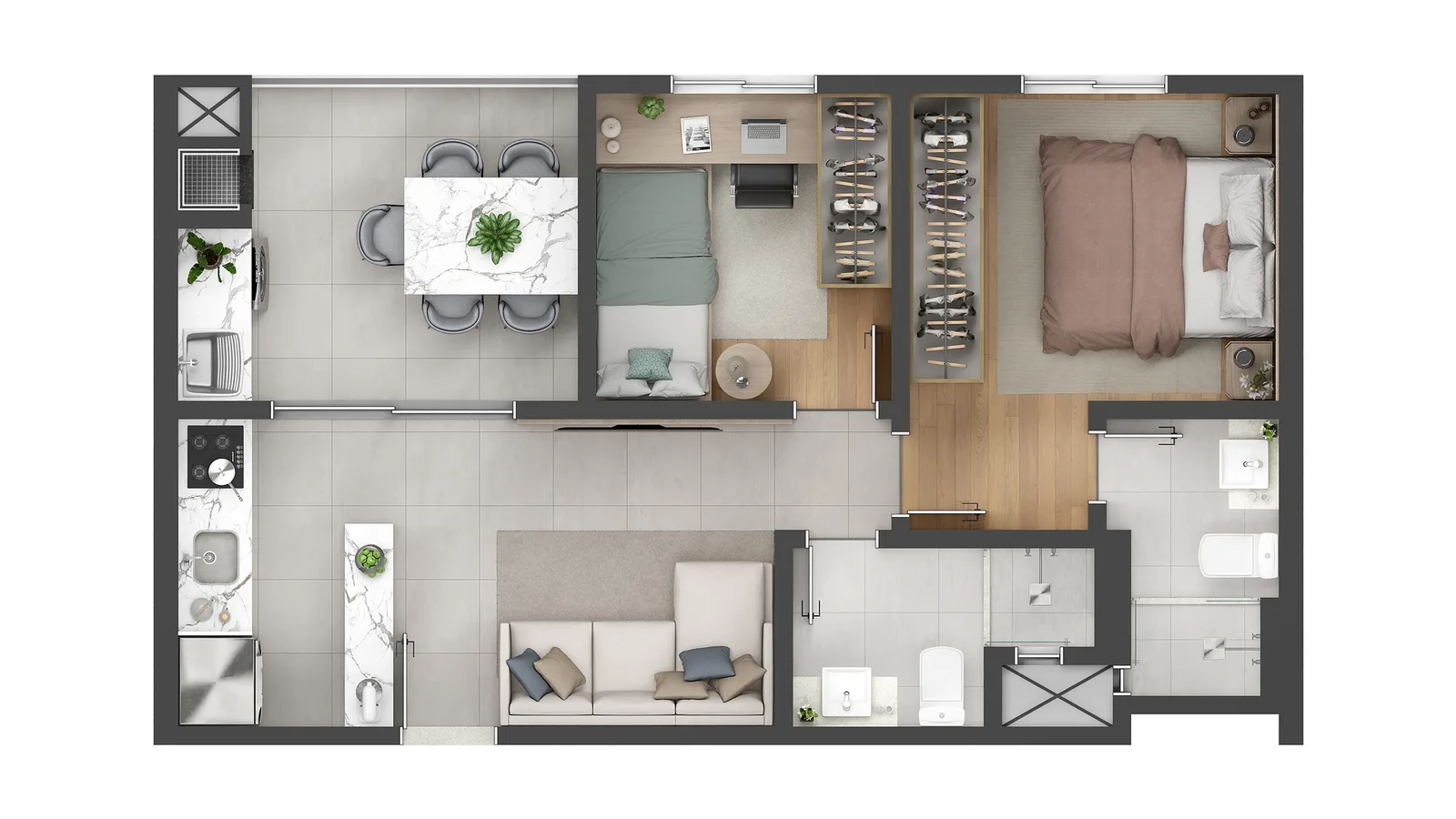 Planta do apartamento — referência 49,80 m²