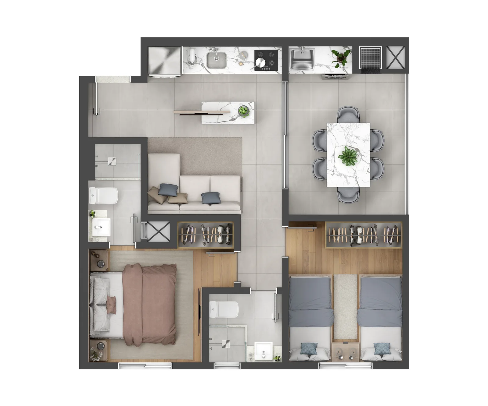 Planta do apartamento — referência 50,92 m²