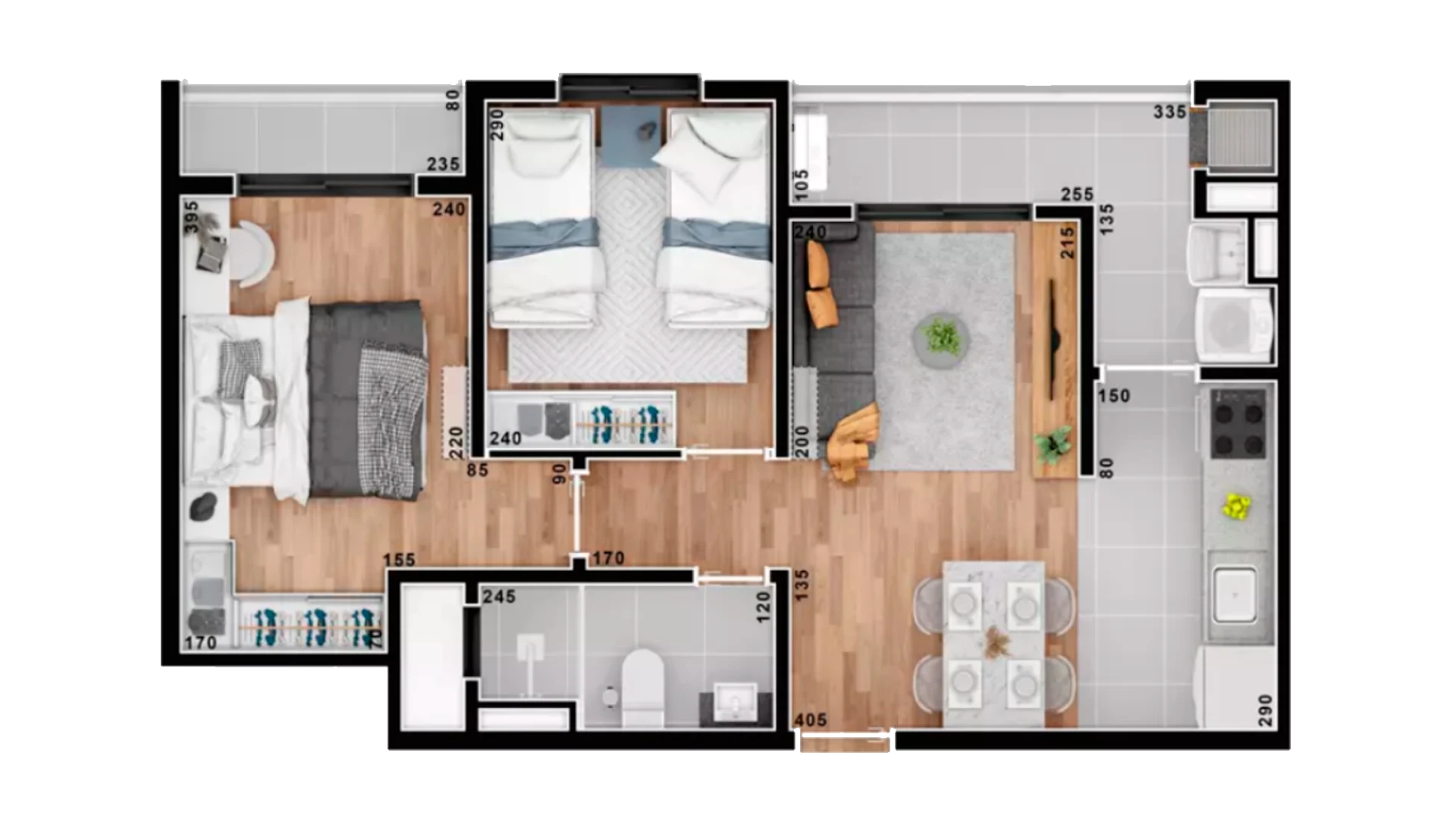 Planta ilustrativa — 51,89m²