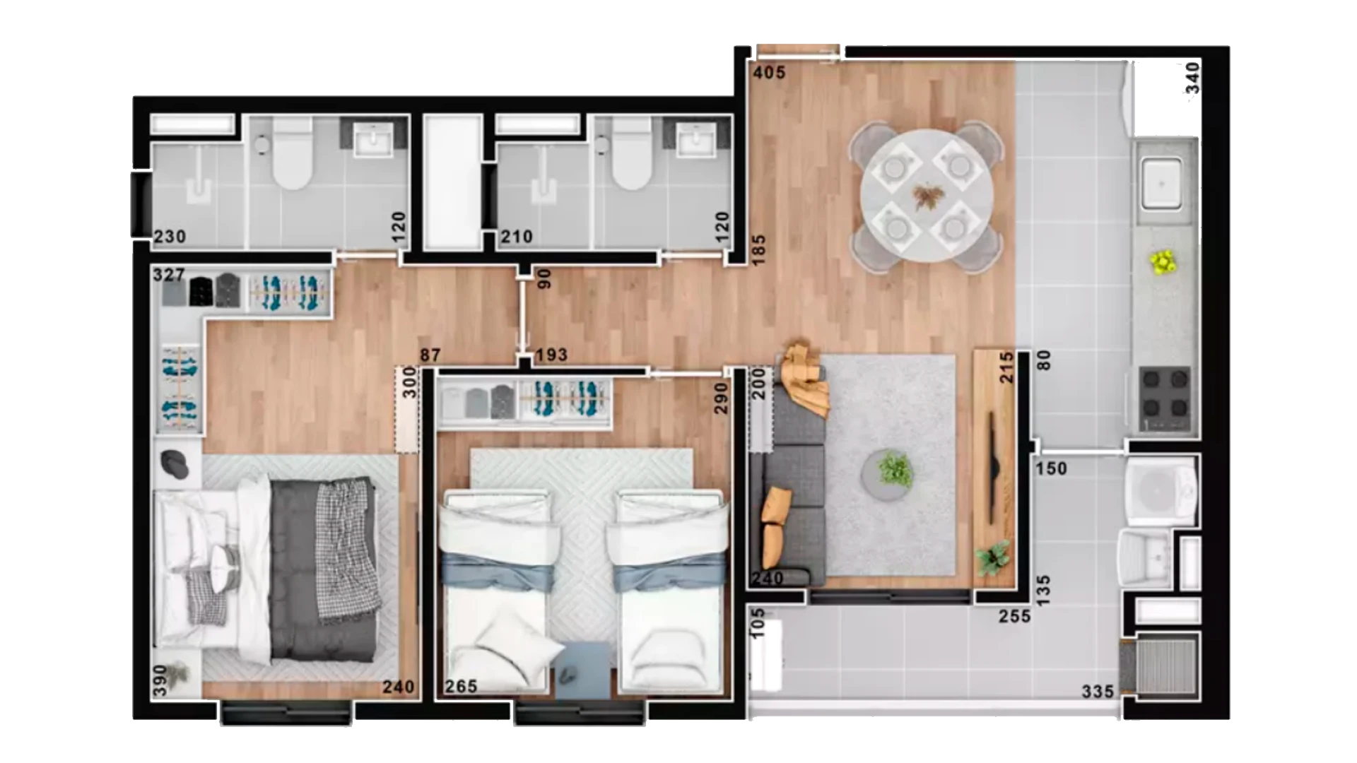 Planta ilustrativa — 57,04m²