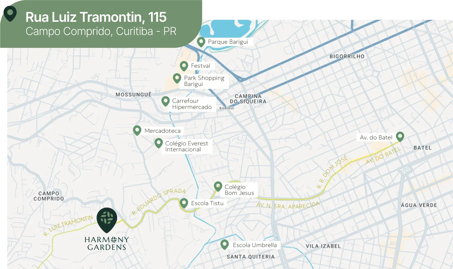 Mapa de localização · Harmony Gardens