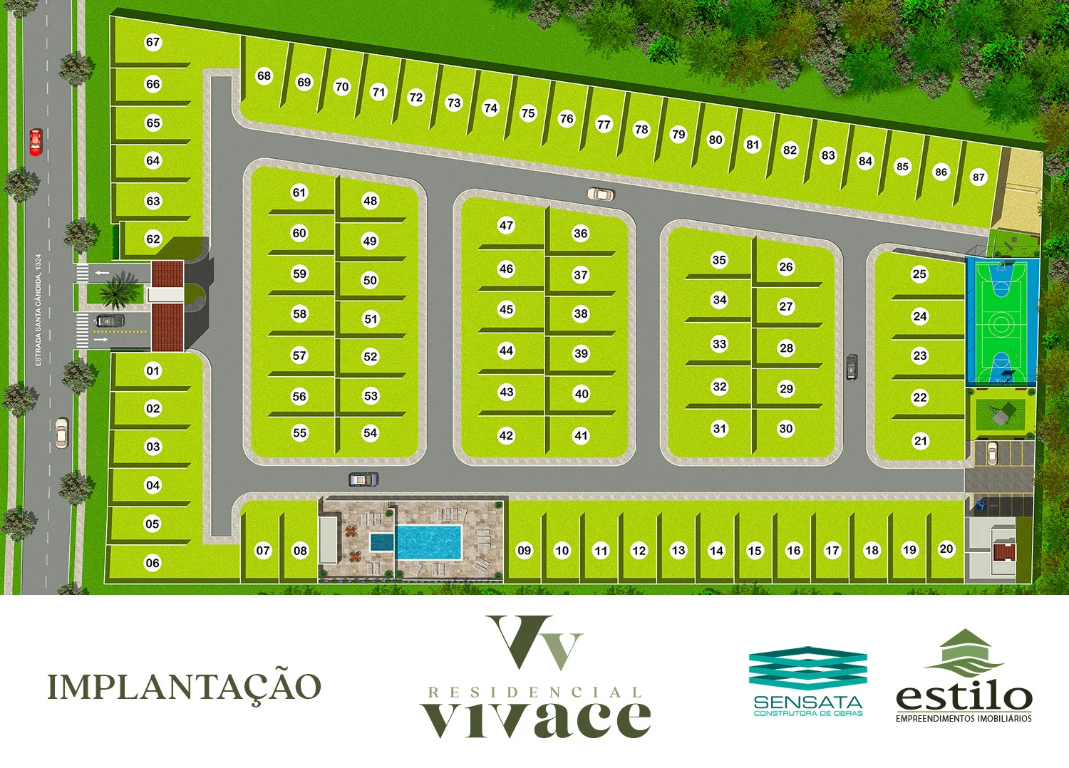 Planta de implantação — áreas e organização do empreendimento