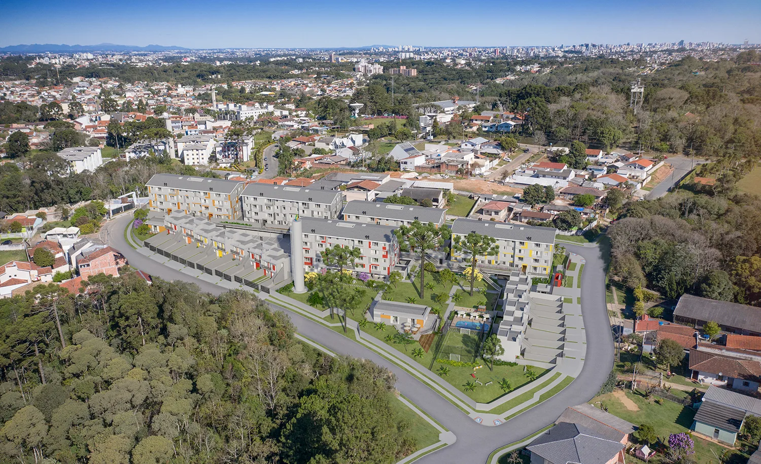 Vista aérea do empreendimento na região