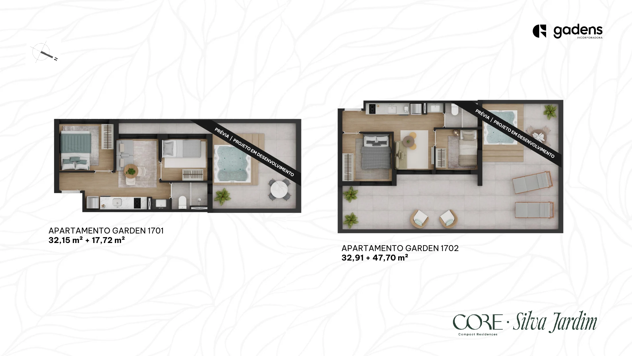 Planta do apartamento — opções garden