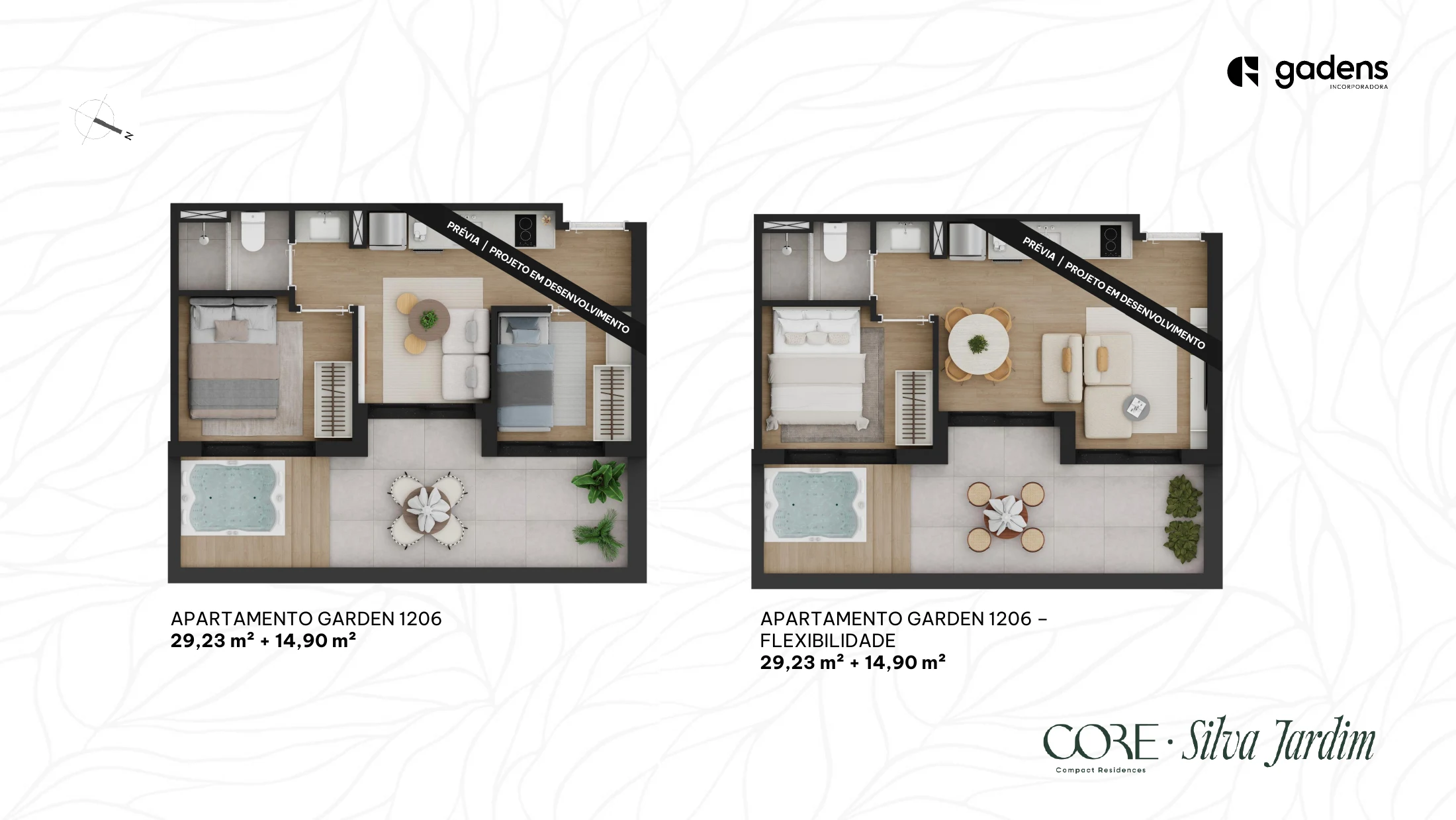 Planta do apartamento — opções garden