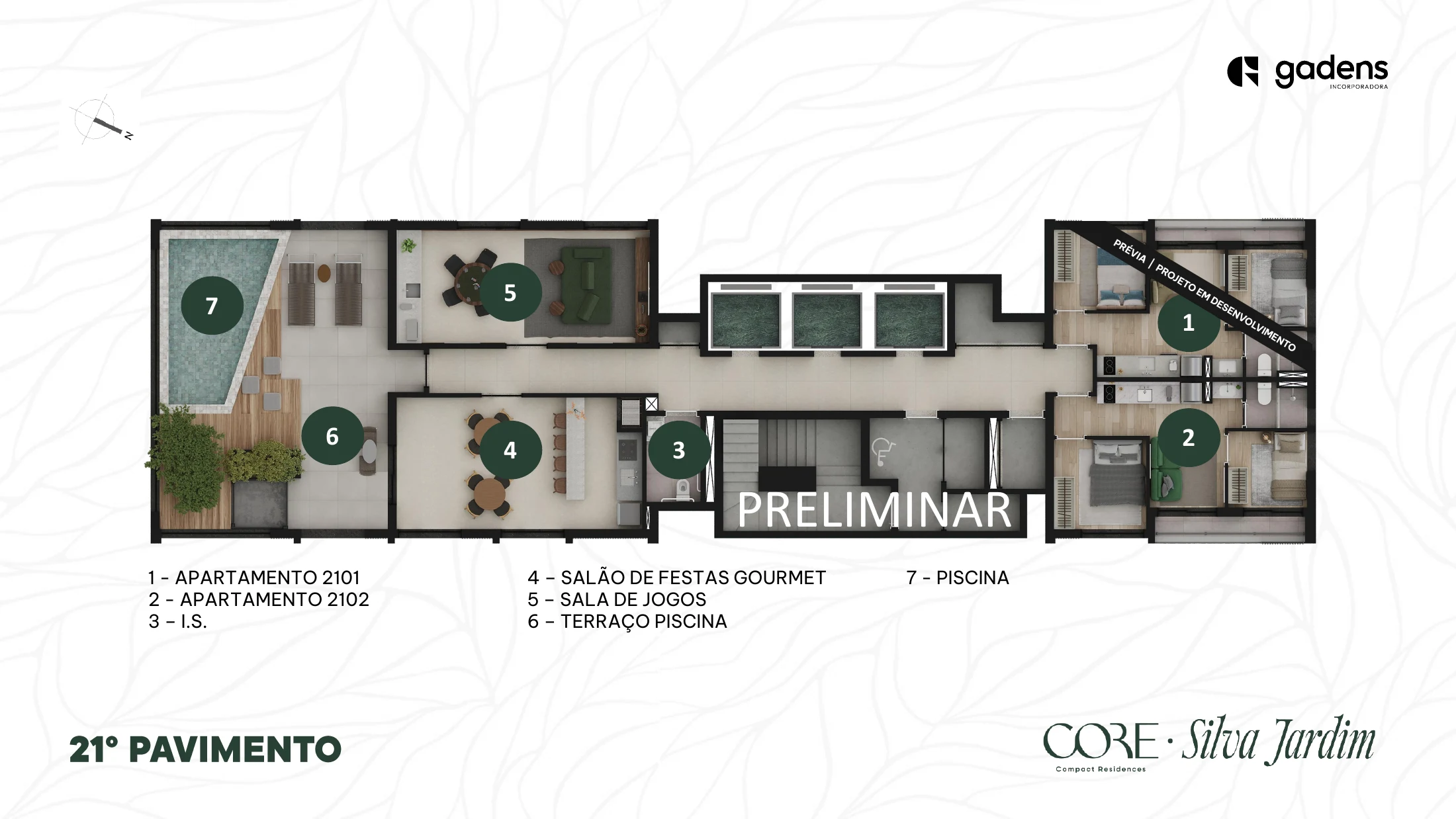 Planta preliminar de implantação — cobertura e lazer