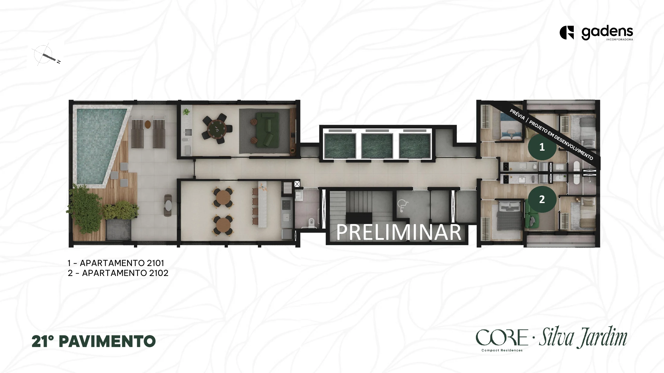 Planta preliminar do pavimento — cobertura