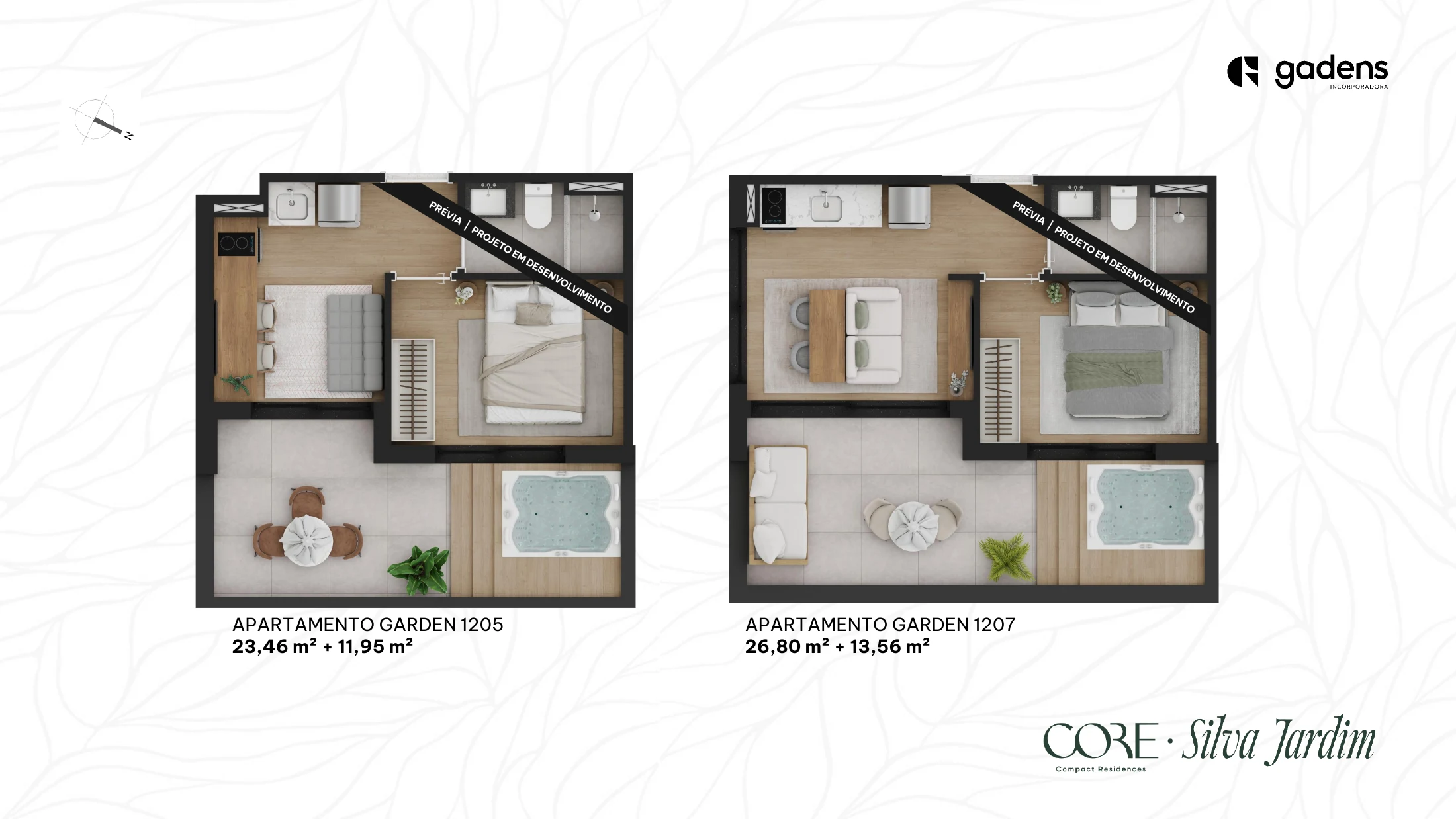 Planta do apartamento — opções garden