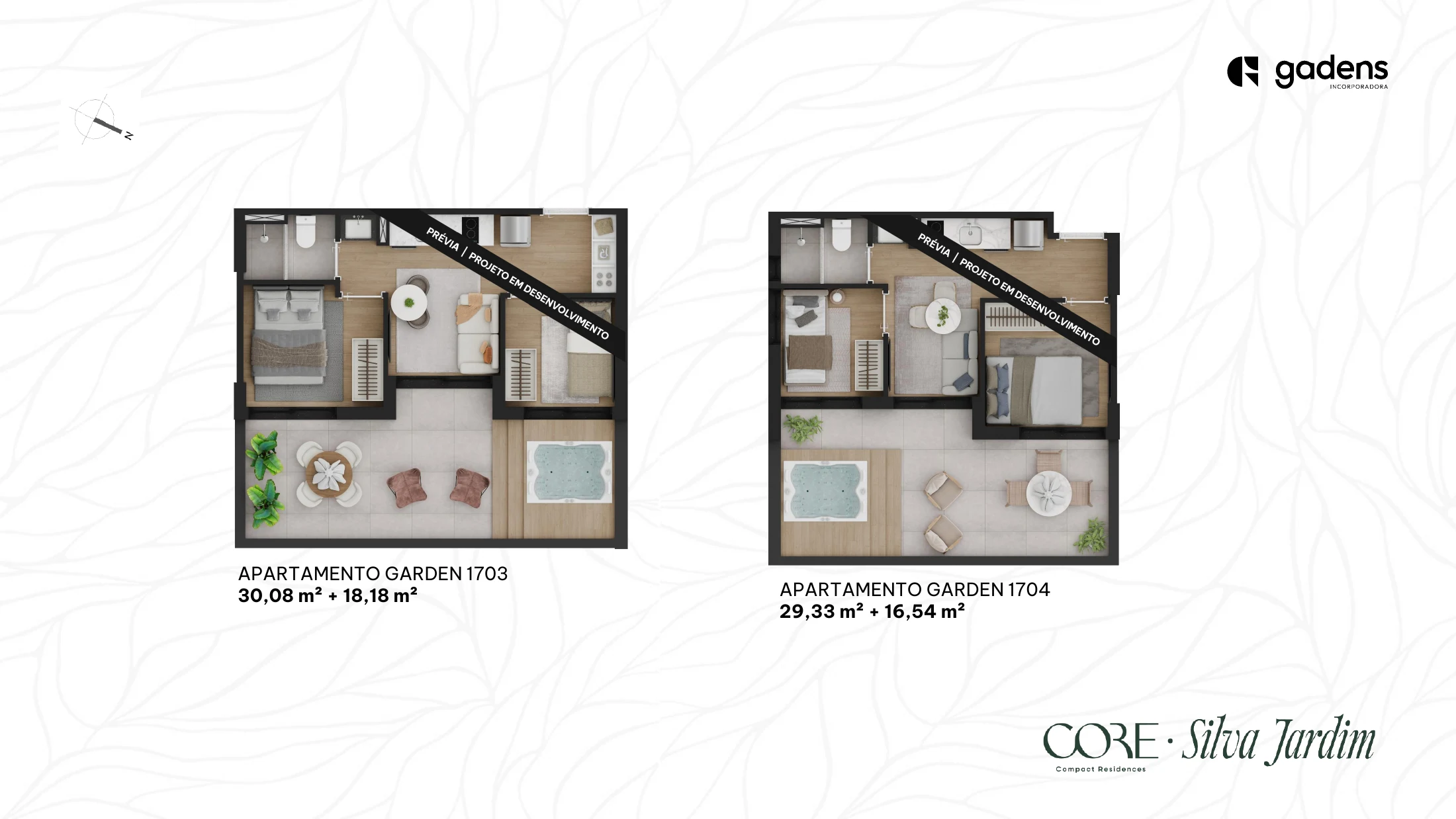 Planta do apartamento — opções garden