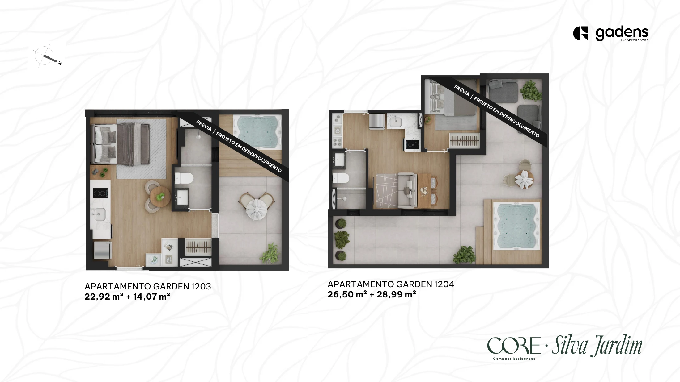 Planta do apartamento — opções garden