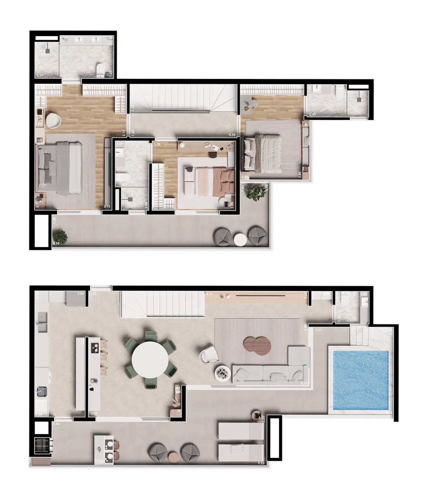 Planta do apartamento — referência TBO DUPLEX 04 COM MEDIDAS