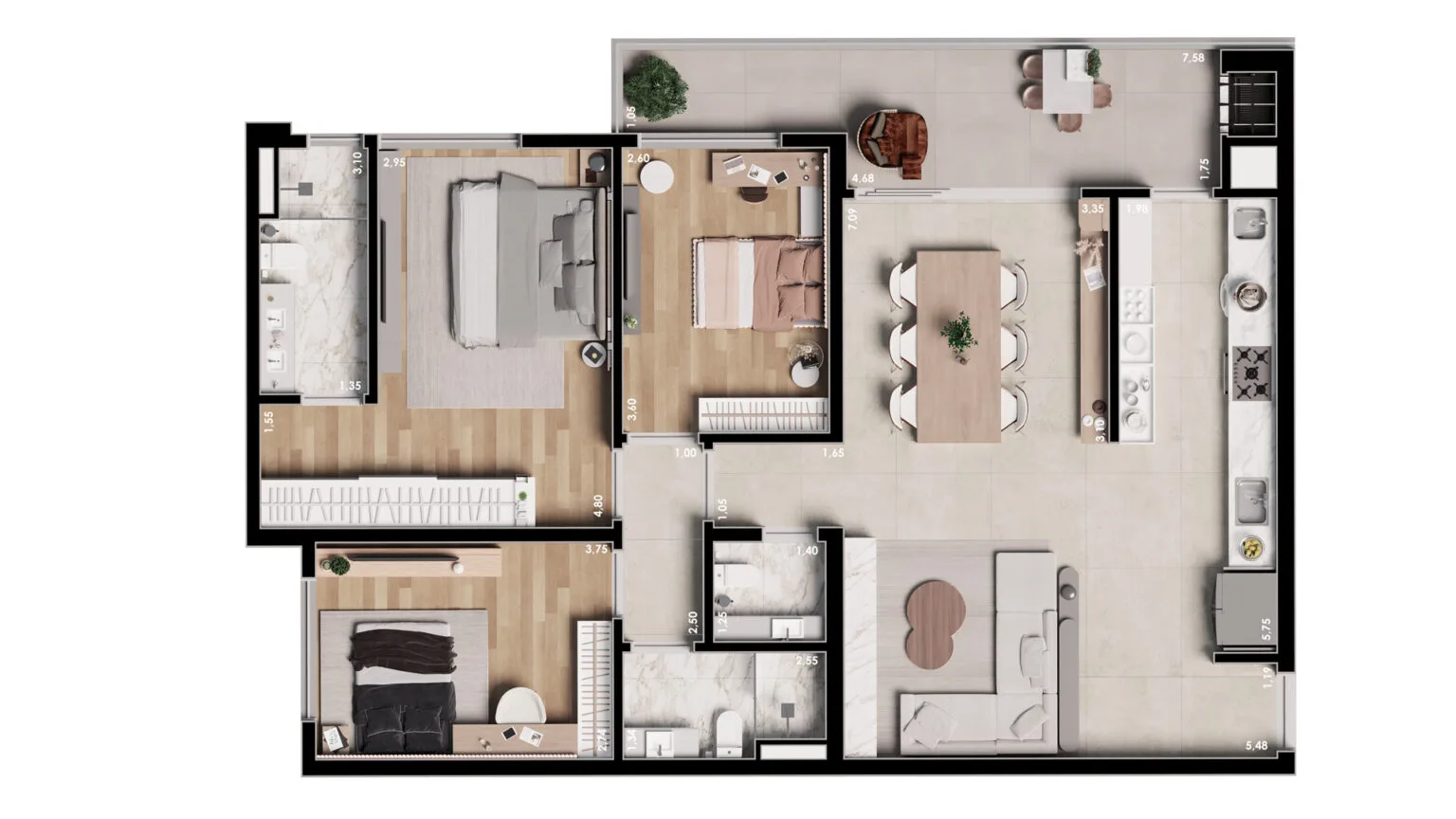 Planta do apartamento — referência unidade 01 medidas 1536x864 1