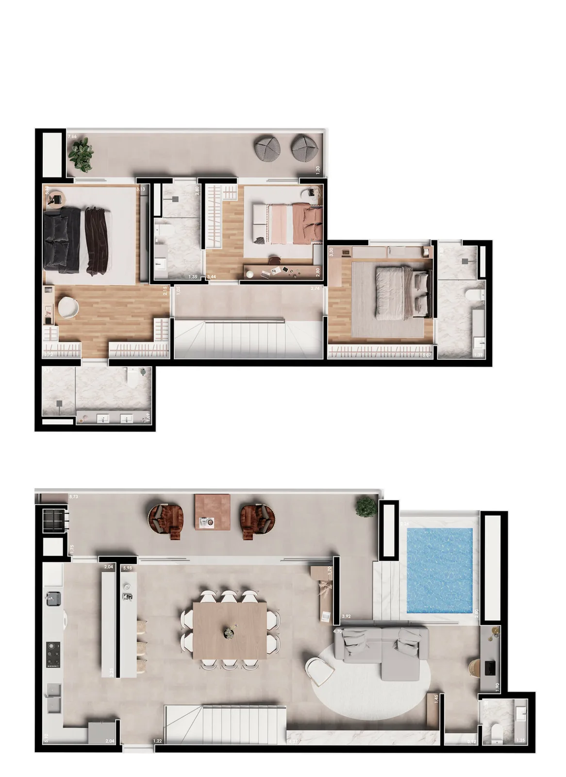Planta do apartamento — referência TBO DUPLEX 03 COM MEDIDAS scaled 1