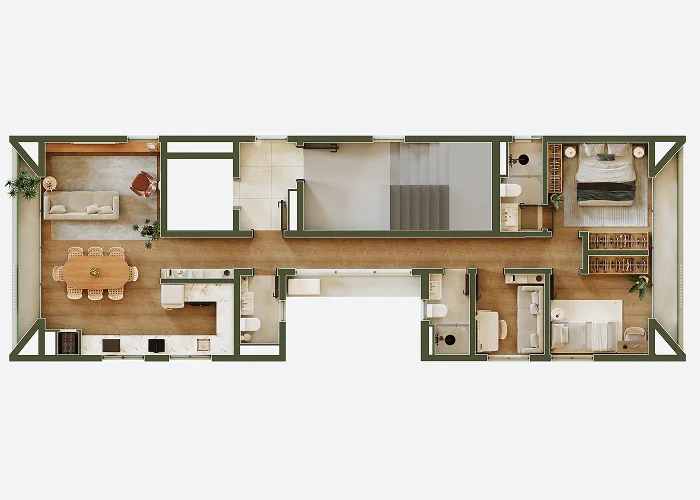Planta do apartamento — referência 4º E 5º PAV - OPÇÃO 3Q 1S - Jobim - 2