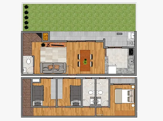 Planta do apartamento — duplex com área externa