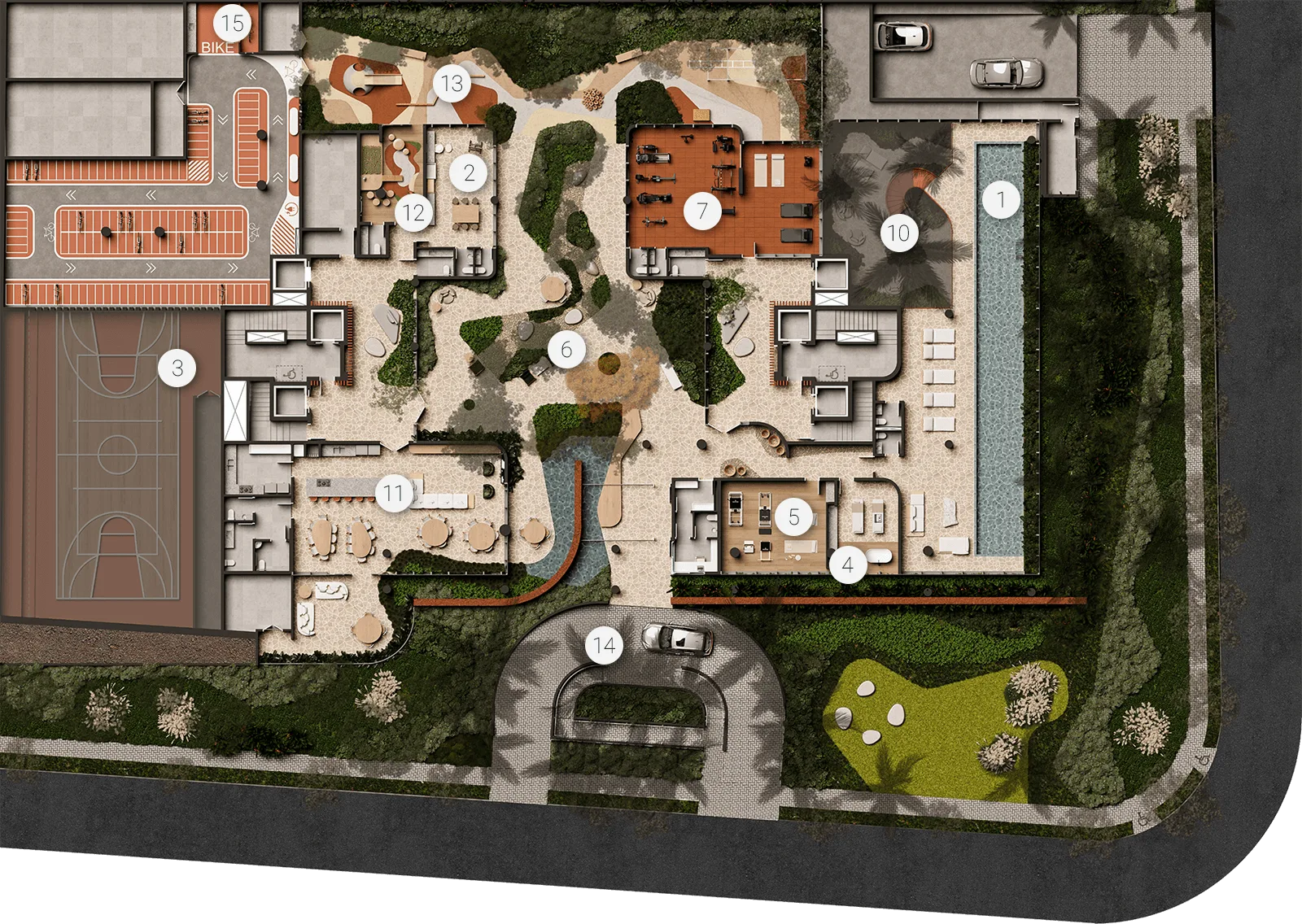 Planta de implantação — áreas e organização do empreendimento