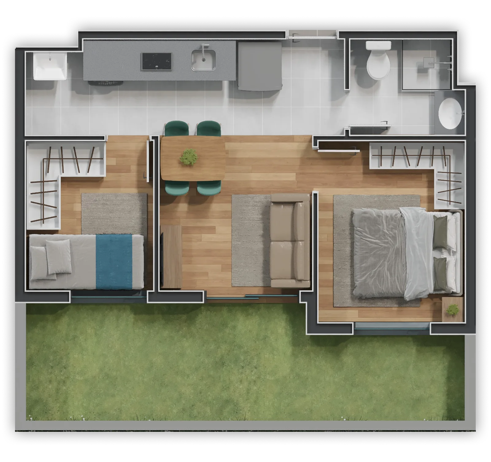 Planta do apartamento — referência GARDEN 33,80 A 34,46 PRIVATIVOS + GARDEN DE 10,70