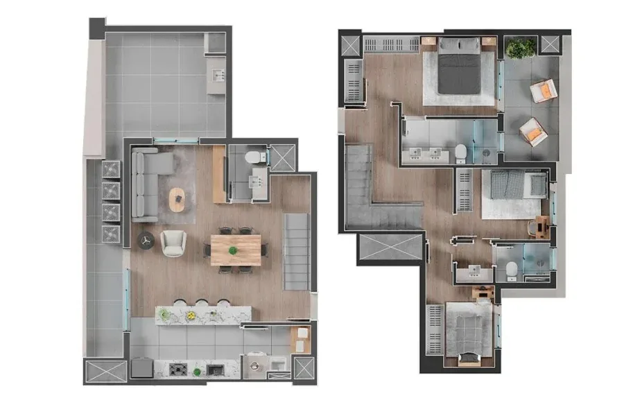 Planta do apartamento — referência Duplex - 3 Suítes - 111,73m² + 23,48m² (Terraço)