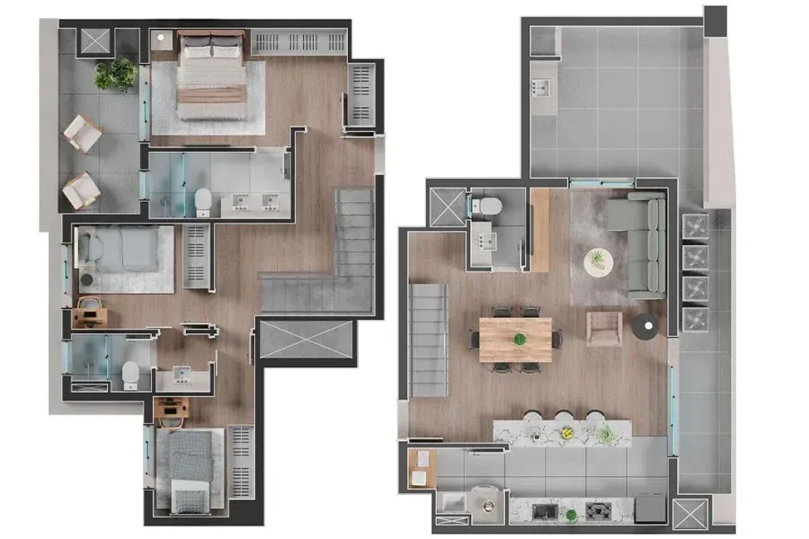 Planta do apartamento — referência Duplex - 3 Suítes - 111,25m² + 23,36m² (Terraço)