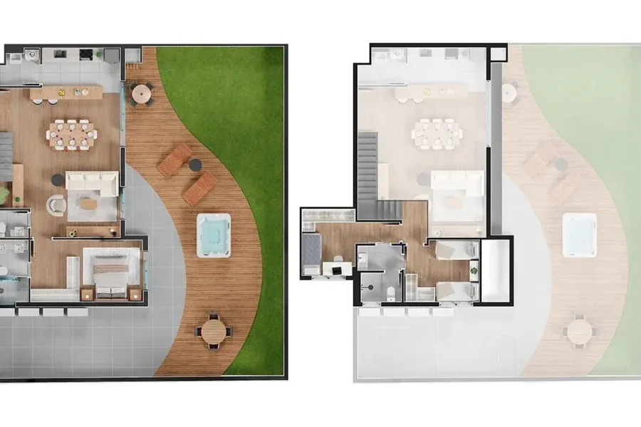 Planta do apartamento — referência Garden - 3 Suítes - 123,53m² + 119,26m² (Garden)