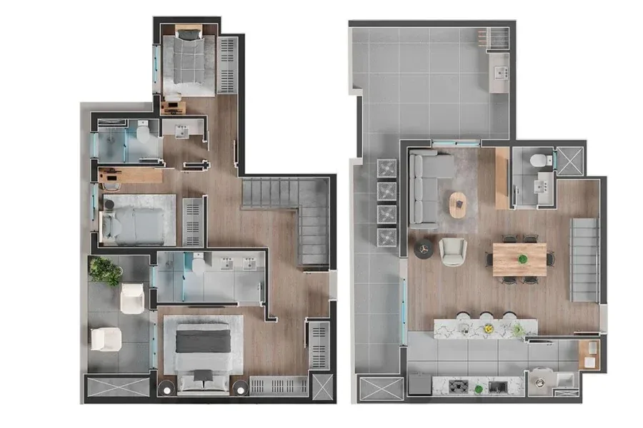 Planta do apartamento — referência Duplex - 3 Suítes - 112,10m² + 26,75m² (Terraço)