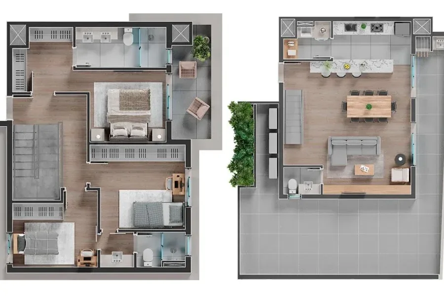 Planta do apartamento — referência Duplex - 3 Suítes - 115,75m² + 50,90m² (Terraço)