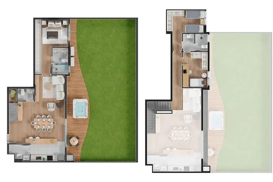 Planta do apartamento — referência Garden - 3 Suítes - 128,91m² + 104,15m² (Garden)