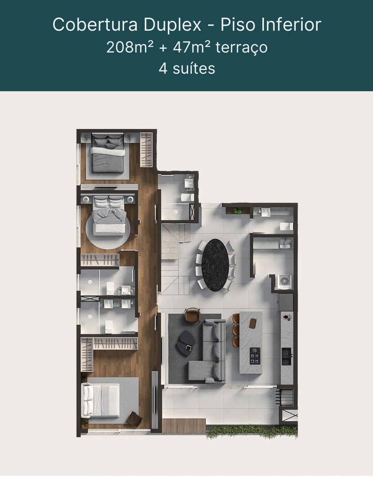 Planta do apartamento — referência Cobertira Inferior