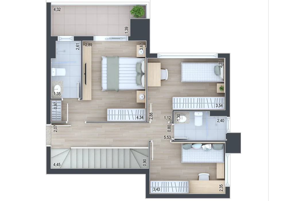 Planta do apartamento — referência Cobertura final 2 - Ático