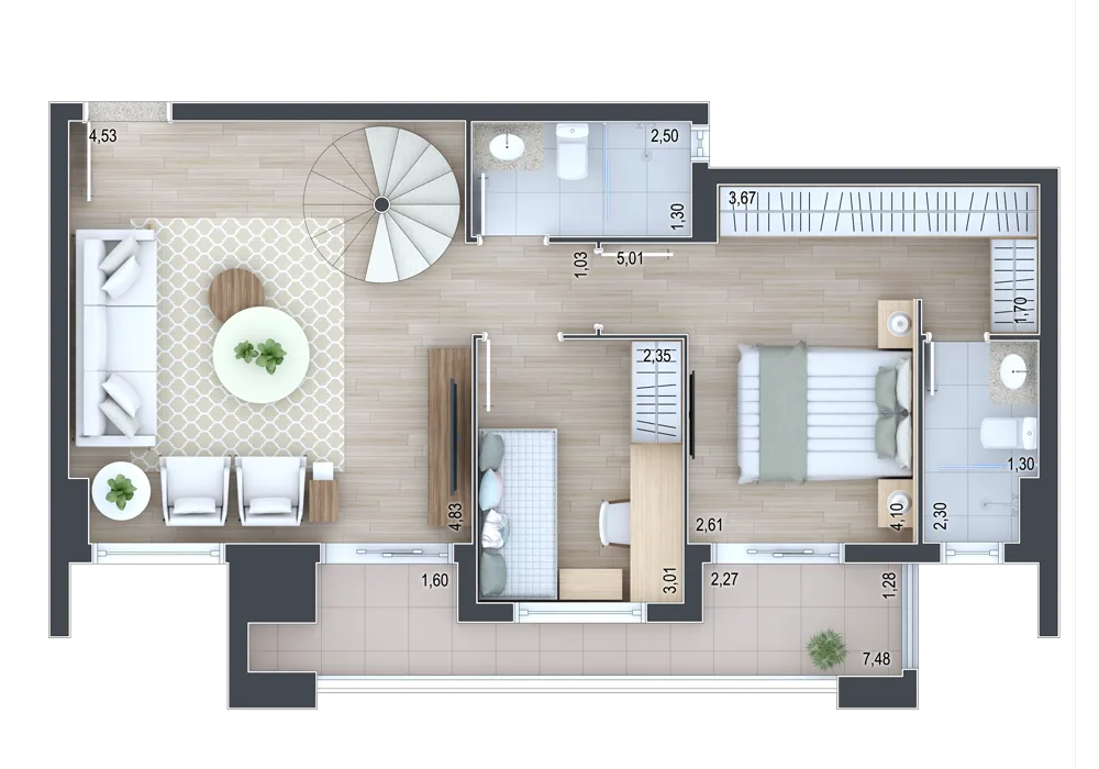Planta do apartamento — referência Cobertura final 4 - Andar inferior