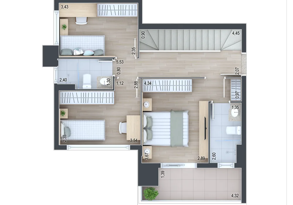Planta do apartamento — referência Cobertura final 5 - Andar inferior