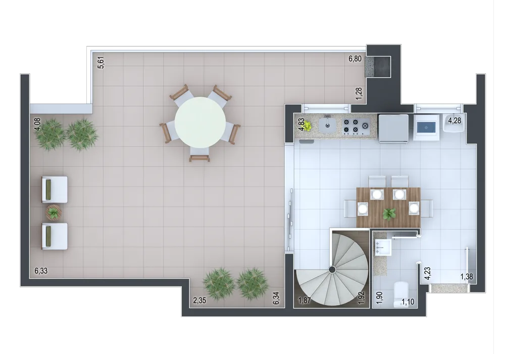 Planta do apartamento — referência Cobertura final 3 - Ático