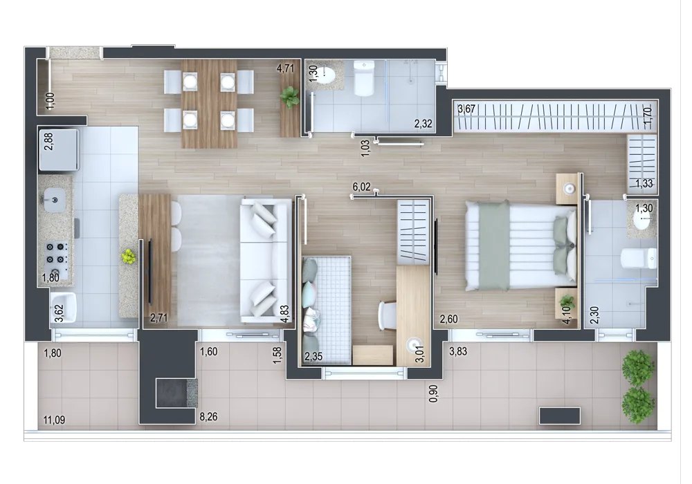 Planta do apartamento — referência Garden 4
