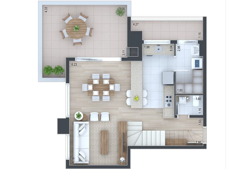 Planta do apartamento — referência Cobertura final 6 - Andar inferior