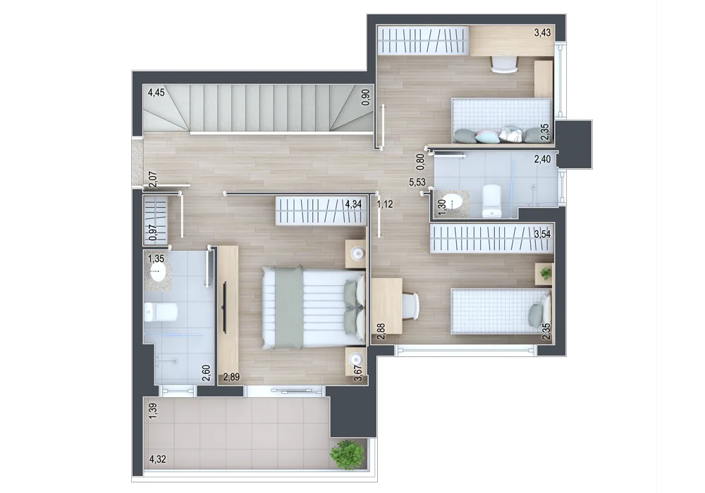 Planta do apartamento — referência Cobertura final 1 - Ático
