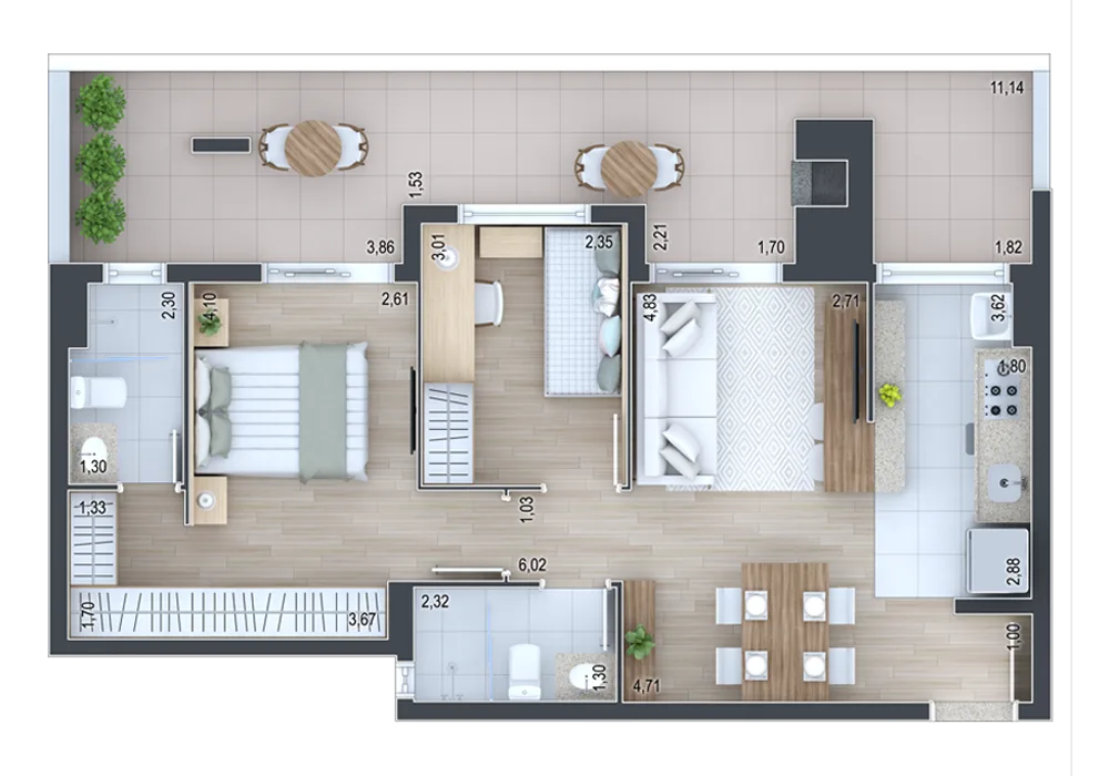 Planta do apartamento — referência Garden 3