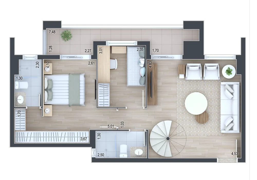 Planta do apartamento — referência Cobertura final 3 - Andar inferior