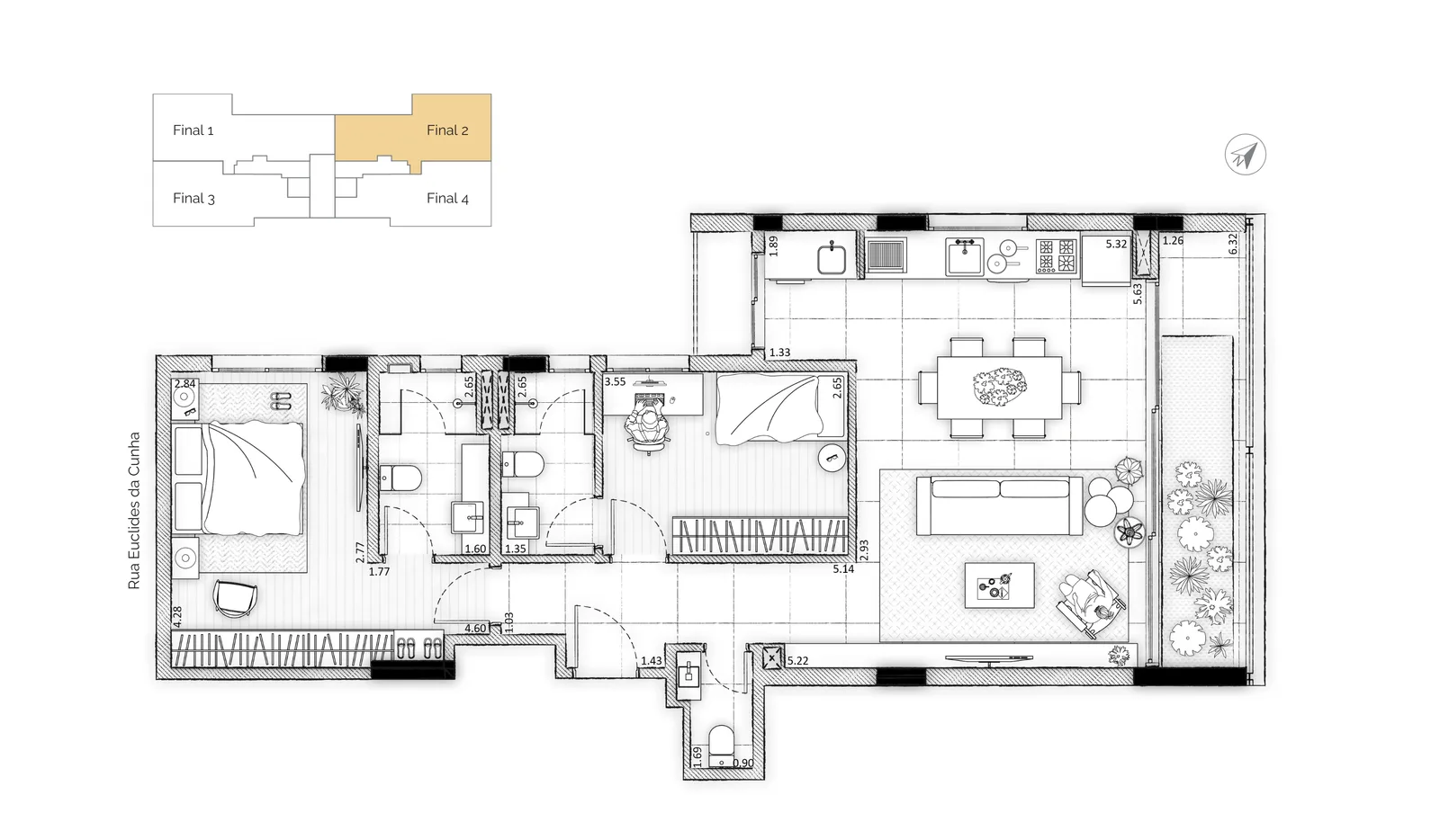 Planta do apartamento — referência Apartamento de Alto Padrão no Bigorrilho - Euclides Champagnat, Curitiba