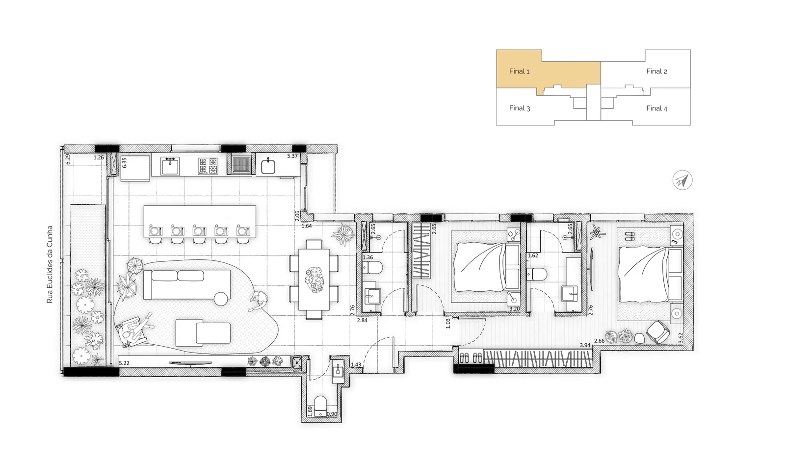 Planta do apartamento — referência Apartamento de Alto Padrão no Bigorrilho - Euclides Champagnat, Curitiba