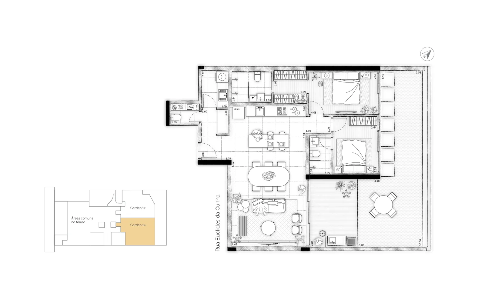 Planta do apartamento — referência Apartamento de Alto Padrão no Bigorrilho - Euclides Champagnat, Curitiba
