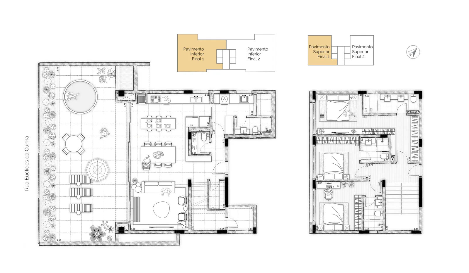 Planta do apartamento — referência Apartamento de Alto Padrão no Bigorrilho - Euclides Champagnat, Curitiba